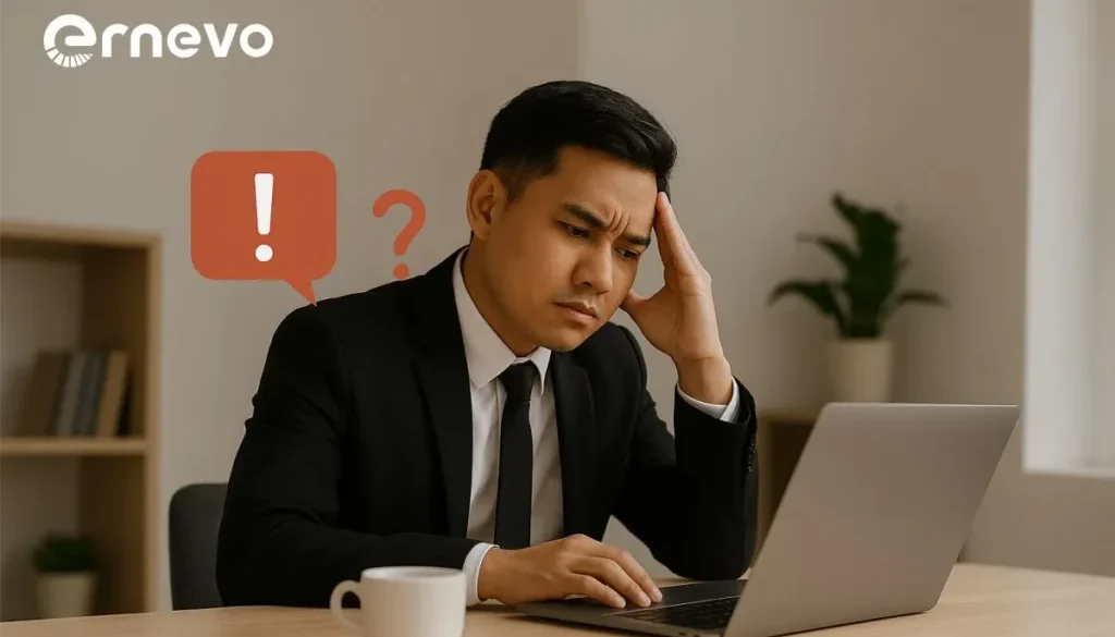 Ilustrasi bisnis lokal di Tegal sedang membuat website profesional